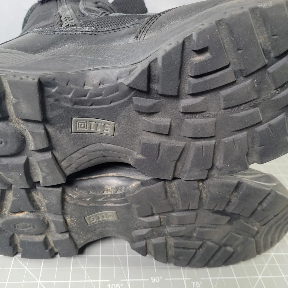 5.11 Tactical Boots Mens ATAC 2.0 8 Inch Side Zip Black Leather 12391 Size 9.5